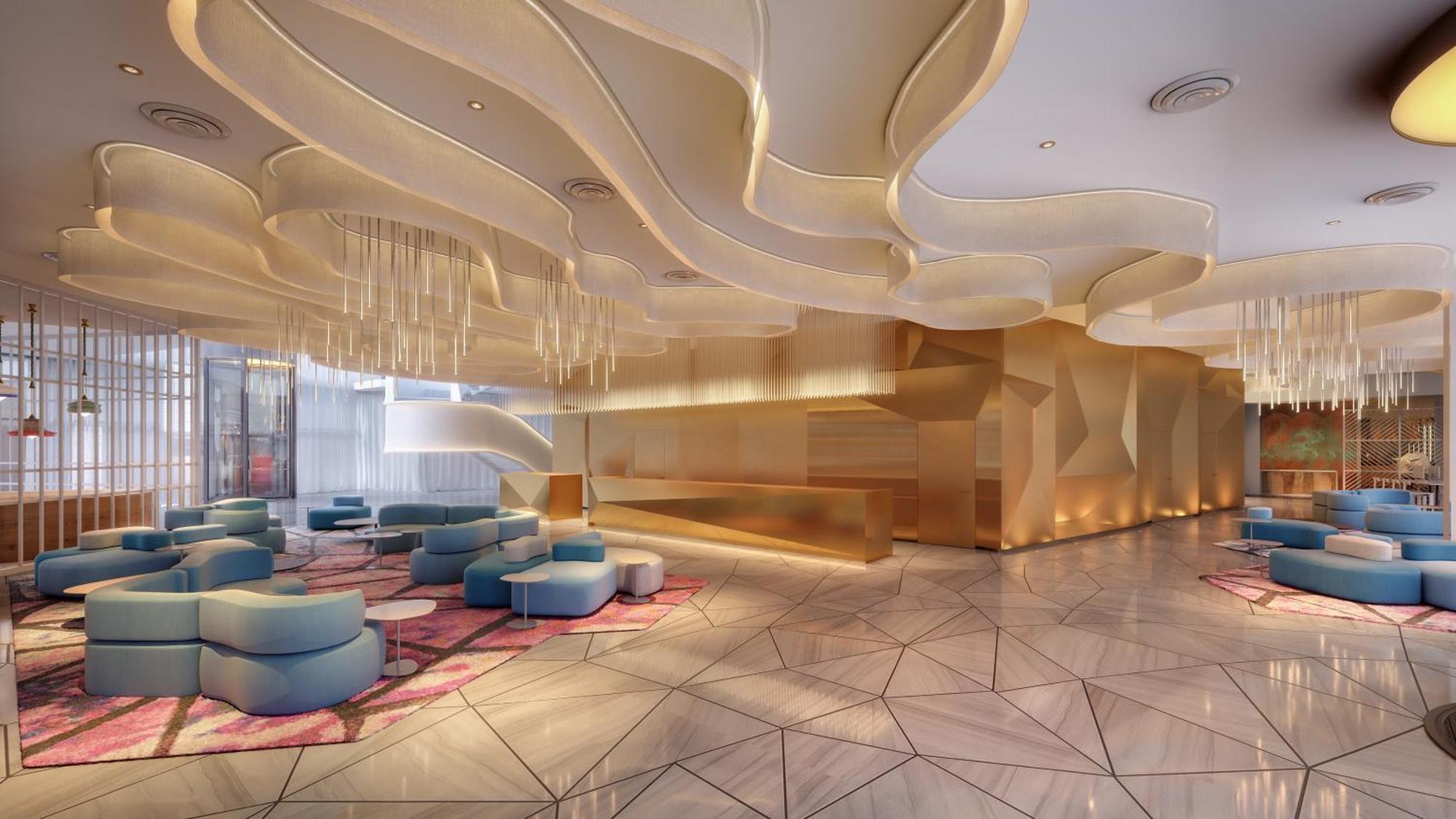Moevenpick Hotel & Apartments Ghala Maszkat Kültér fotó The lobby of the hotel