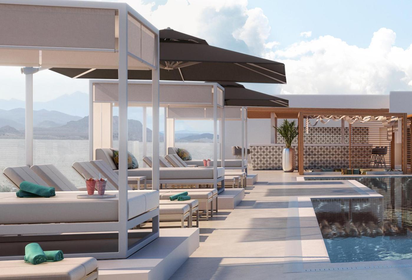 Moevenpick Hotel & Apartments Ghala Maszkat Kültér fotó The rooftop pool